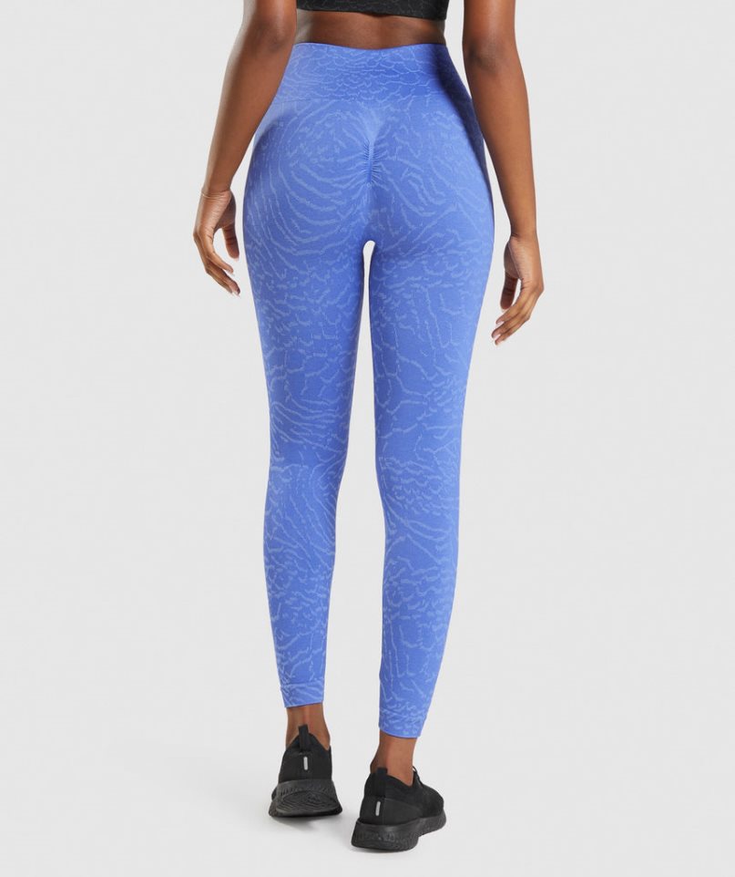 Women's Gymshark Adapt Animal Seamless Leggings Blue | NZ 4YUNDI